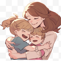 母亲节妈妈拥抱孩子