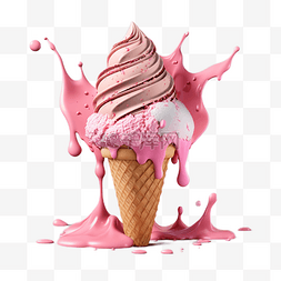 冰淇淋甜筒夏天白底透明
