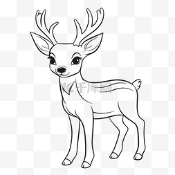 黑鹿图片_可爱的小鹿着色页轮廓素描 向量