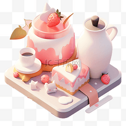 可爱的卡通蛋糕图片_可爱牛奶和蛋糕美食