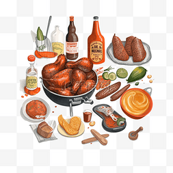 美味的肉串图片_食物烤肉类美食插画