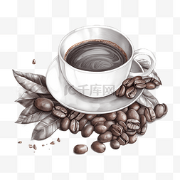 咖啡杯套矢量图图片_咖啡豆咖啡杯插画