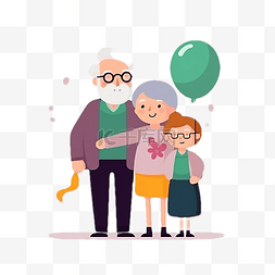 气球可爱卡通图片_祖父母日温馨孝顺