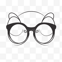 白色耳图片_猫耳眼镜以黑白轮廓草图描绘 向