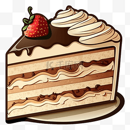 蛋糕夹心甜点奶油草莓图案