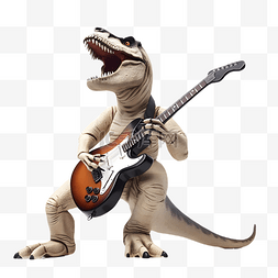 恐龙世界卡通图片_霸王龙吉他手立体3d建模角色