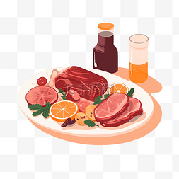 卡通食物肉类图片_食物饮食卡通插画