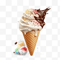 冰淇淋巧克力白底透明