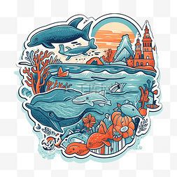 珊瑚海草卡通图片_海洋日珊瑚海草卡通插画