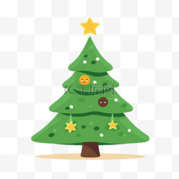 圣诞节绿树星星挂件卡通