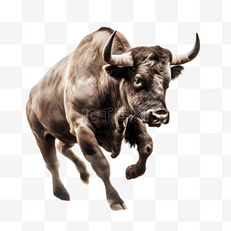 棕色奶牛卡通图片_奔跑的公牛3d立体动物模型