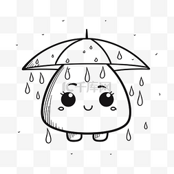 雨滴人物图片_覆盖着可爱卡通人物轮廓素描的雨