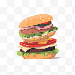 食物大汉堡插画
