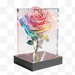 红色立体电商背景图片_玫瑰玻璃花朵