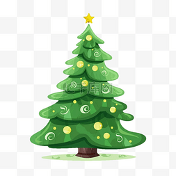 圣诞节星星树绿色卡通
