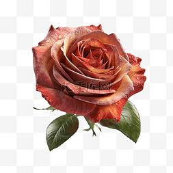 一片玫瑰花图片_玫瑰叶子红色
