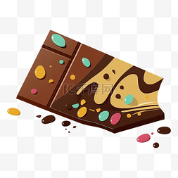 卡通方形饼干图片_巧克力彩色滴落图案
