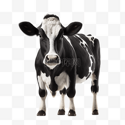 奶牛动物黑色白底透明
