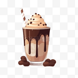 奶茶巧克力冰淇淋卡通