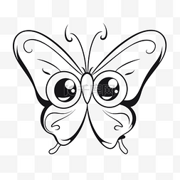 可爱的大眼睛蝴蝶着色轮廓素描 
