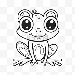 大眼睛的小青蛙着色页轮廓素描 