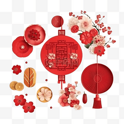 春节红色灯笼物件真实效果