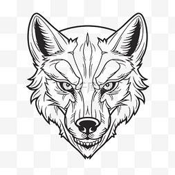 狼的头是用黑白轮廓素描画的 向