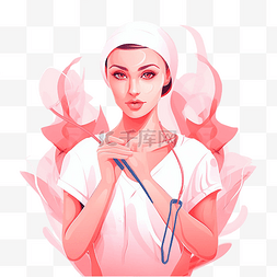 护士节帽子图片_护士节粉色卡通女神