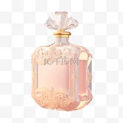粉色玻璃瓶子图片_粉色炫彩香水插画用图