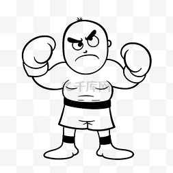 儿童拳击拳击图片_卡通武术家轮廓草图的绘制 向量