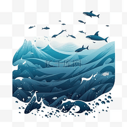 保护海洋动物素材图片_海洋日海洋动物鱼卡通