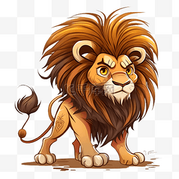 狮子动物卡通插画