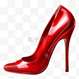 红色高跟鞋插图图片_高跟鞋女士红色时尚透明
