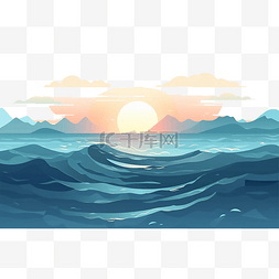 海上日落图片_海洋日朝霞日出