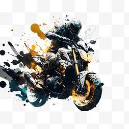 摩托车彩色插画