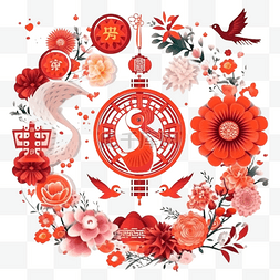 放烟花图片_春节圆环红色梅花真实效果