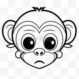 猴子卡通画图片_卡通画的猴子脸着色页轮廓素描 