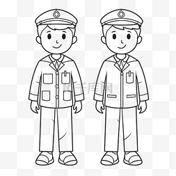 儿童畫畫图片_穿着制服的男人的插图着色页轮廓