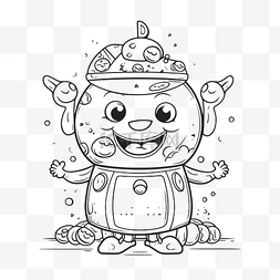 乐品乐logo图片_手持饼干和水果轮廓草图的机器人