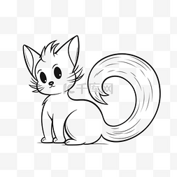 耳朵线条画图片_可爱的小猫画长毛轮廓素描 向量