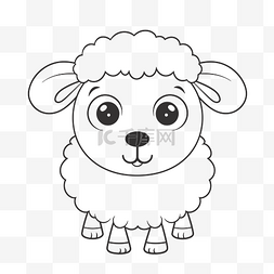 羊素描图片_可爱的羊着色页免费矢量插图轮廓
