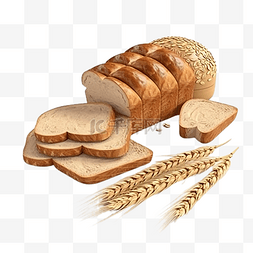 特产插画元素图片_面包小麦棕色