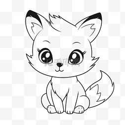 白狐狸耳朵图片_一只可爱的狐狸轮廓素描的黑白着