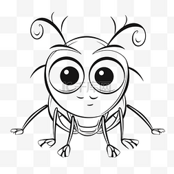 卡通昆虫插图图片_可爱的虫子与卡通脸插图轮廓素描