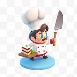 女廚師图片_厨师蛋糕卡通白底透明