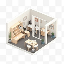 3d房间模型白色灰色地板立体