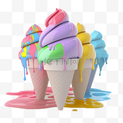水果冰淇淋球图片_3d立体冰激凌