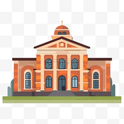 博物馆日建筑橙色扁平