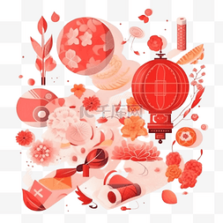 红色的烟花图片_春节灯笼粉色花真实效果