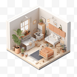 沙发平面素材图片_房间模型多样装饰